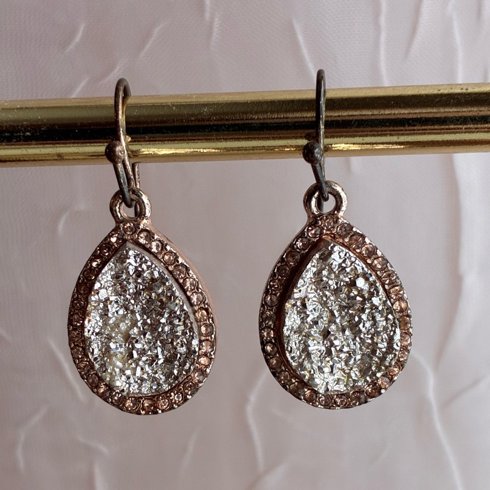 Rose Gold and Silver Teardrop Earrings